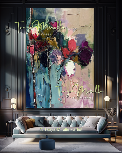 Expressive Abstract Floral Canvas Oil Painting #302
