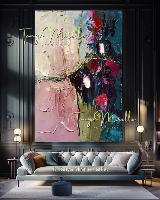 Purple Expressive Abstract Floral Canvas Oil Painting #303