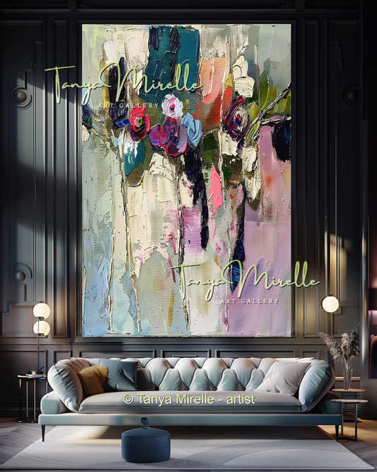 Expressive Abstract Floral Canvas Oil Painting #302