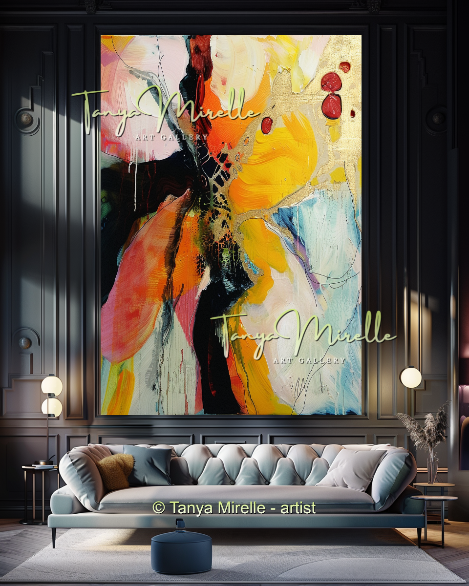 Vivid Yelollow Abstract Painting - Modern Wall Art #183