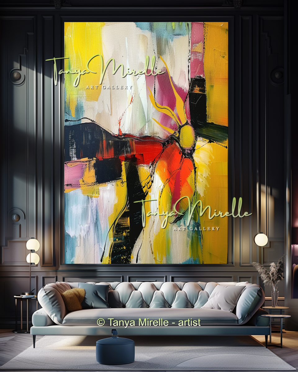 Vivid Yelollow Abstract Painting - Modern Wall Art #183