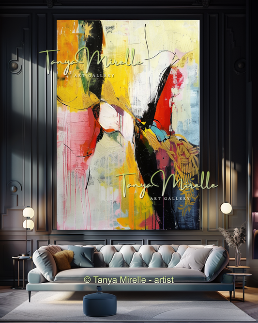 Vivid Yelollow Abstract Painting - Modern Wall Art #183