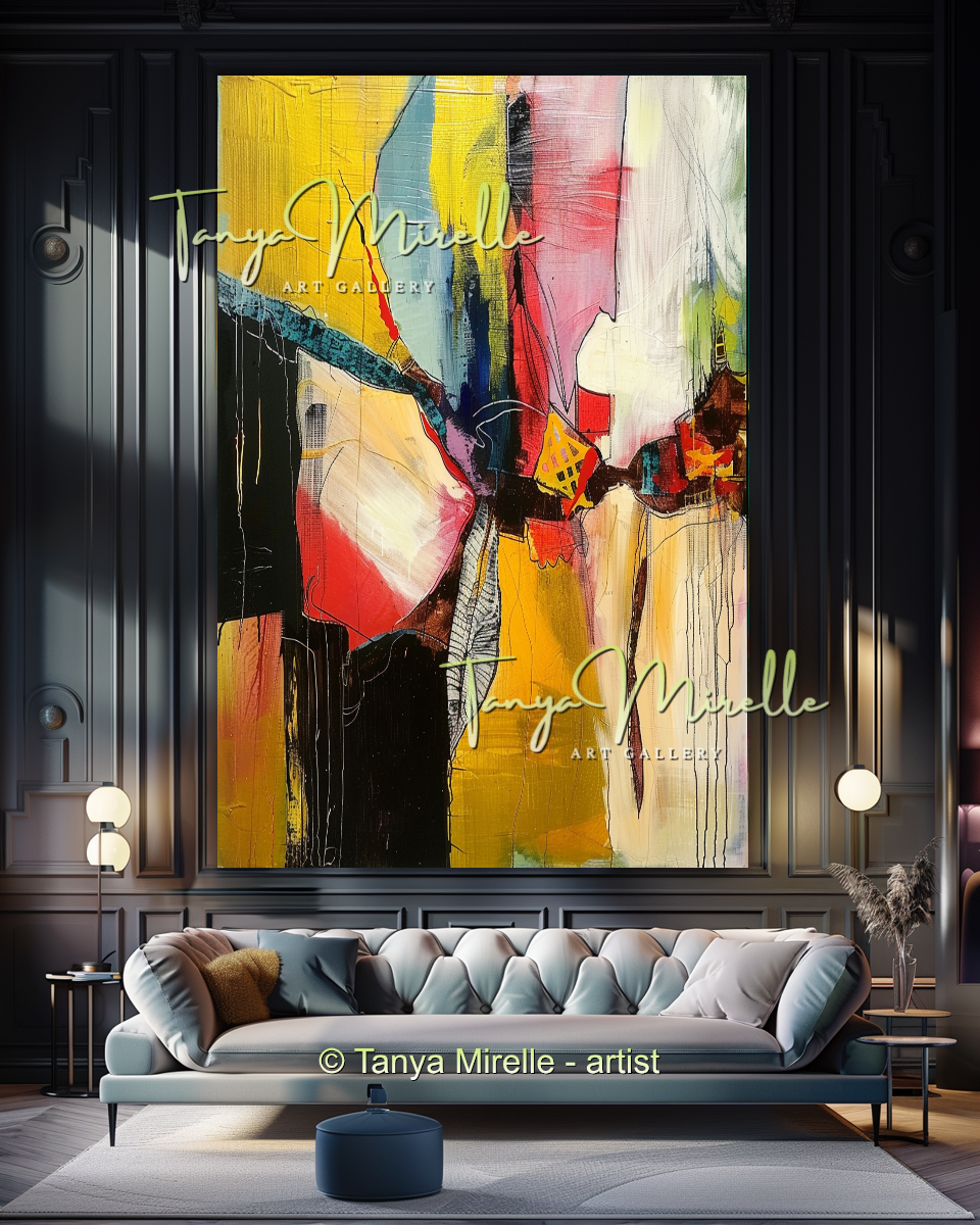 Vivid Yelollow Abstract Painting - Modern Wall Art #183