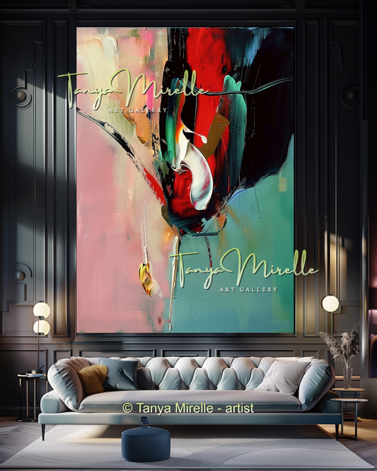 Green Red Abstract Painting - Large Modern Wall Art #178