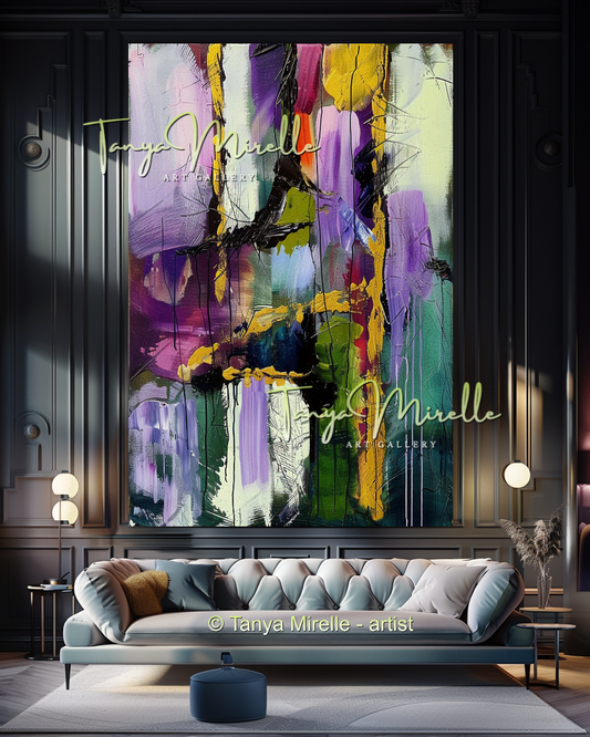 Vivid Purple Green Abstract - Modern Wall Art #170
