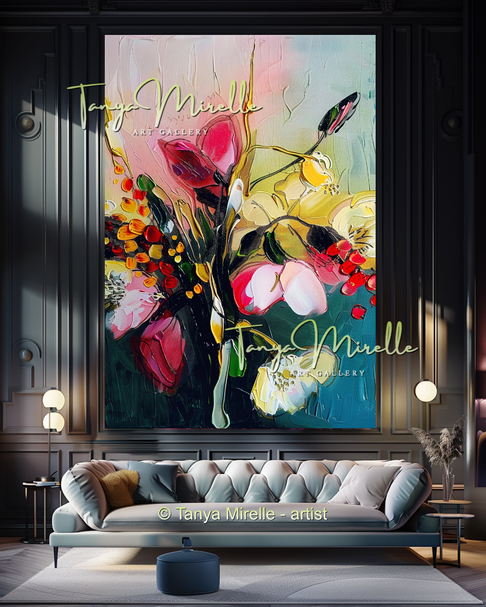 Bold Flower Impasto Painting – Abstract Oil Artwork #201