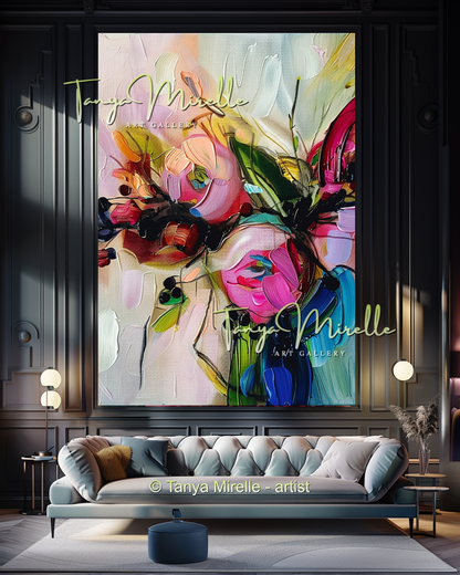 Bold Flower Impasto Painting – Abstract Oil Artwork #201