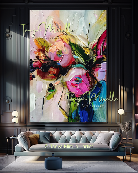 Bold Flower Impasto Painting – Abstract Oil Artwork #201