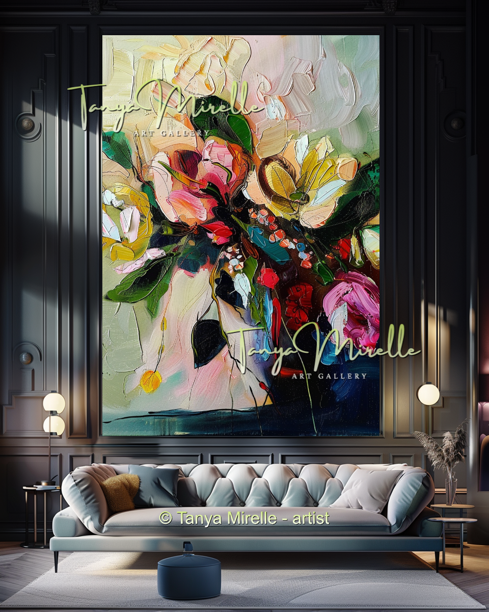 Bold Flower Impasto Painting – Abstract Oil Artwork #202