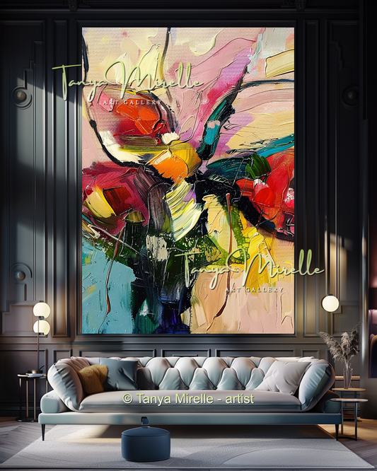 Bold Flower Impasto Painting – Abstract Oil Artwork #202