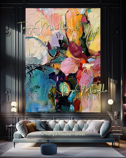 Bold Flower Impasto Painting – Abstract Oil Artwork #202