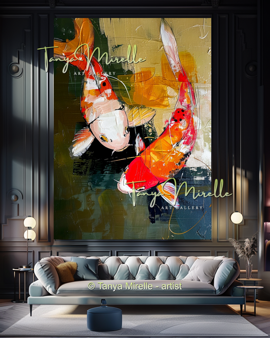 Koi Fish Impasto Painting – Abstract Wall Decor #203