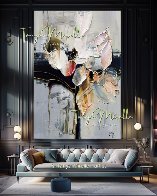 Abstract Canvas Art with Gray and Black Accents #287