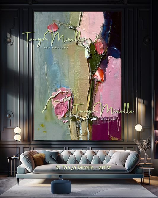 Floral Abstract Painting - Modern Flower Wall Art #159