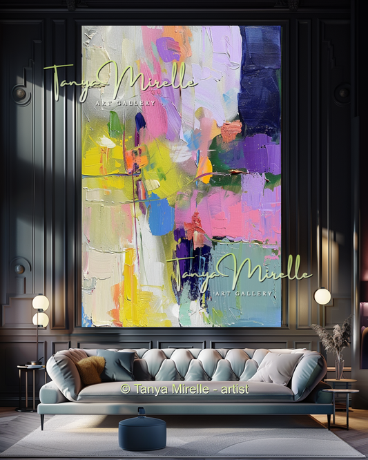 Colorful Abstract Oil Painting for Luxury Interiors #291
