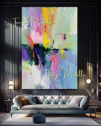 Colorful Abstract Oil Painting for Luxury Interiors #291