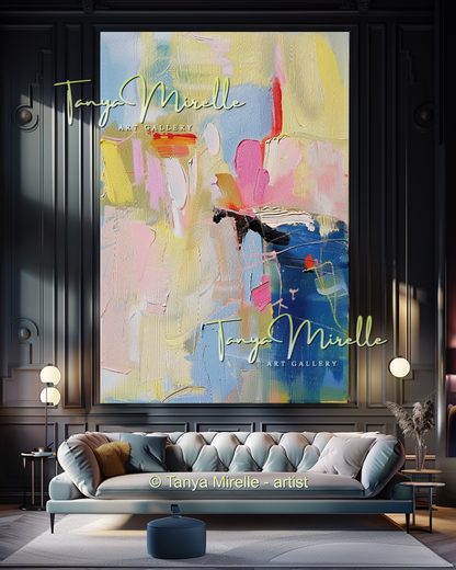 Pastel Abstract Oil Painting for Luxury Interiors #292