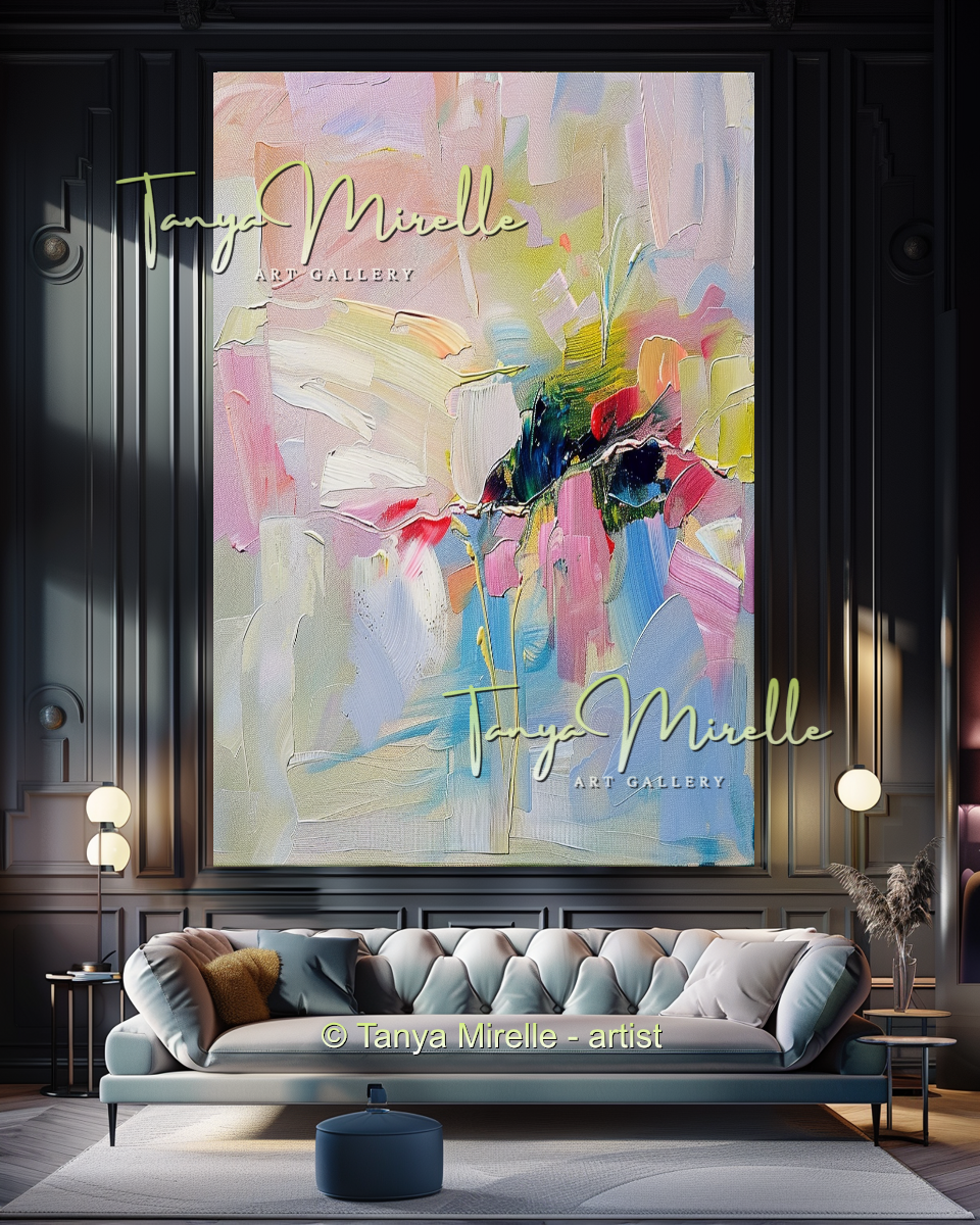 Pastel Abstract Oil Painting for Luxury Interiors #292