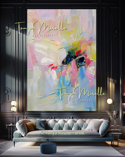 Pastel Abstract Oil Painting for Luxury Interiors #292