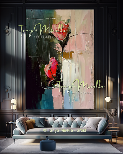 Floral Abstract Painting - Modern Flower Wall Art #159