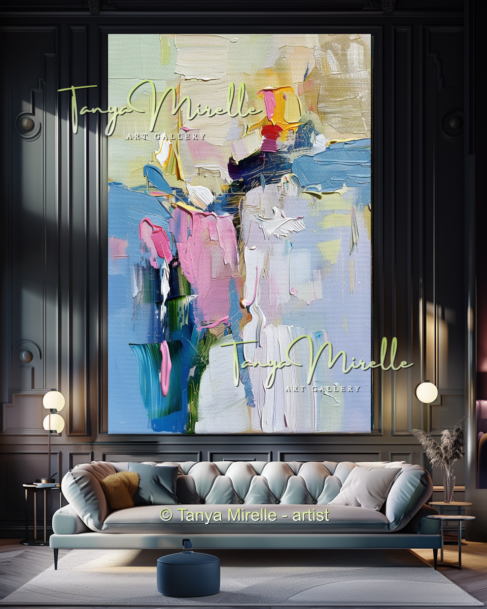 Pastel Abstract Oil Painting for Luxury Interiors #292