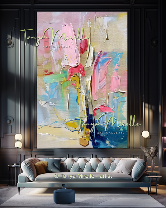 Pastel Abstract Oil Painting for Luxury Interiors #292