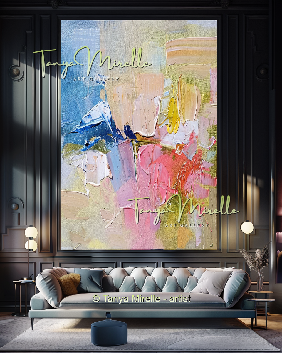 Pastel Minimalist Oil Painting for Luxury Interiors #293