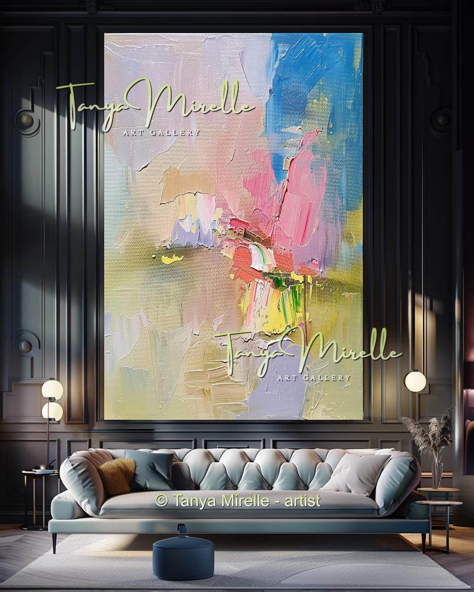 Pastel Minimalist Oil Painting for Luxury Interiors #293