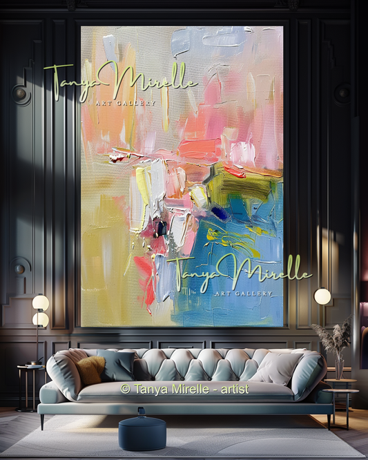 Pastel Minimalist Oil Painting for Luxury Interiors #293