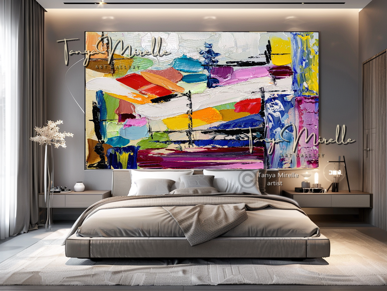Abstract Painting - Purple Impasto Oil Painting on Canvas, No Frame abstract art abstract expressionism artistic gift colorful painting contemporary painting creative painting dreamy art fine art gallery art handmade painting high-relief art home decor home office decor impasto oil painting kaleidoscope art large wall art living room art modern wall art multicolor abstract original artwork textured canvas thick paint strokes unique decor vibrant colors
