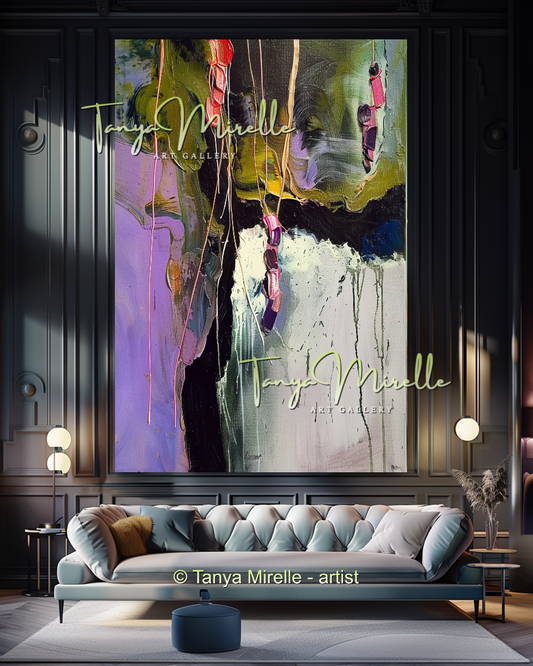 Wisteria Abstract Painting - Modern Floral Wall Art #171