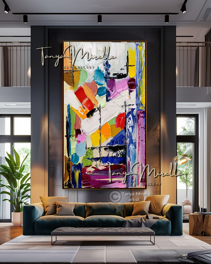 Abstract Painting - Purple Impasto Oil Painting on Canvas, No Frame abstract art abstract expressionism artistic gift colorful painting contemporary painting creative painting dreamy art fine art gallery art handmade painting high-relief art home decor home office decor impasto oil painting kaleidoscope art large wall art living room art modern wall art multicolor abstract original artwork textured canvas thick paint strokes unique decor vibrant colors