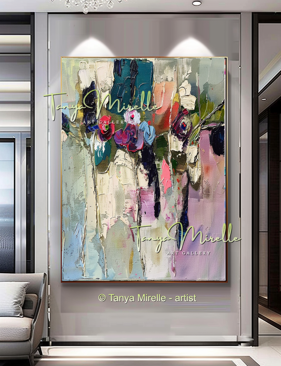 Expressive Abstract Floral Canvas Oil Painting #302