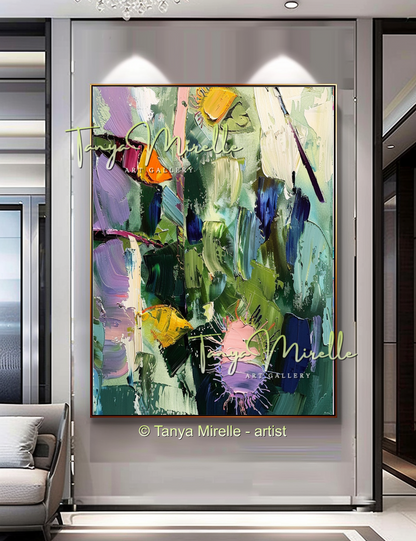 Caribbean Drift – Vibrant Underwater Oil Painting, Textured Art #268