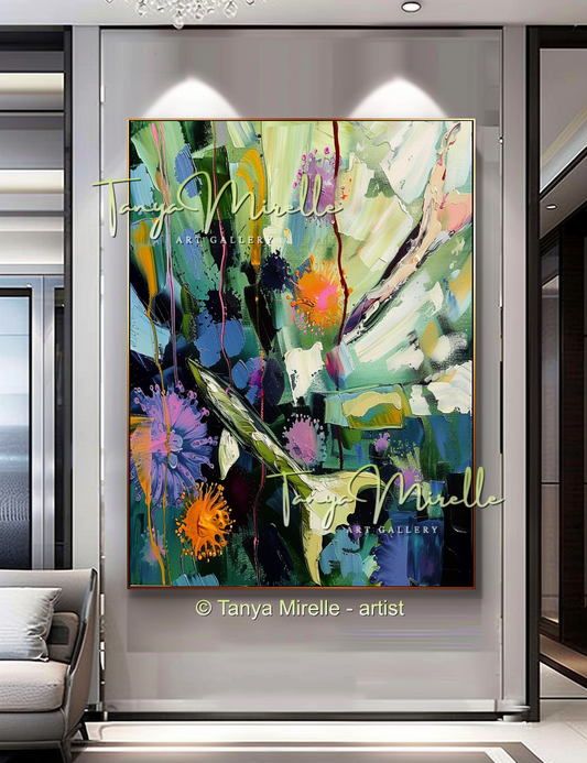 Caribbean Drift – Vibrant Underwater Oil Painting, Textured Art #268