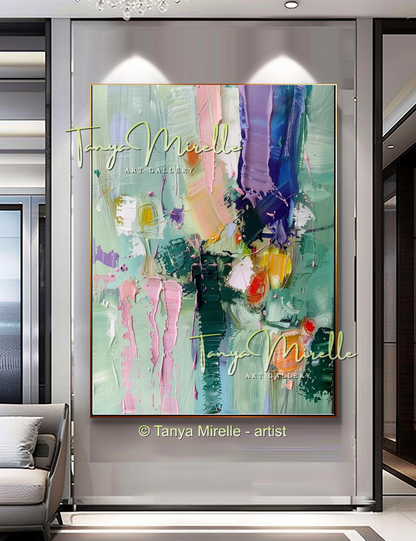 Soft Abstract Aquatic Art, Palette Knife Oil Painting #270