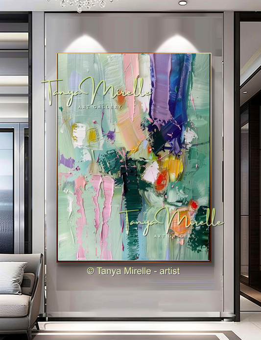 Soft Abstract Aquatic Art, Palette Knife Oil Painting #270