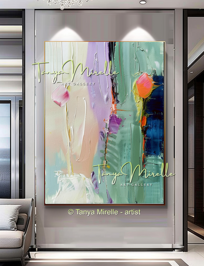 Soft Abstract Aquatic Art, Palette Knife Oil Painting #271
