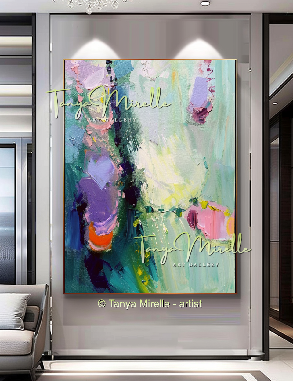 Soft Abstract Aquatic Art, Palette Knife Oil Painting #271
