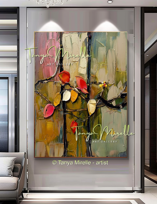Textured Flower Oil Painting, Modern Floral Wall Art#245
