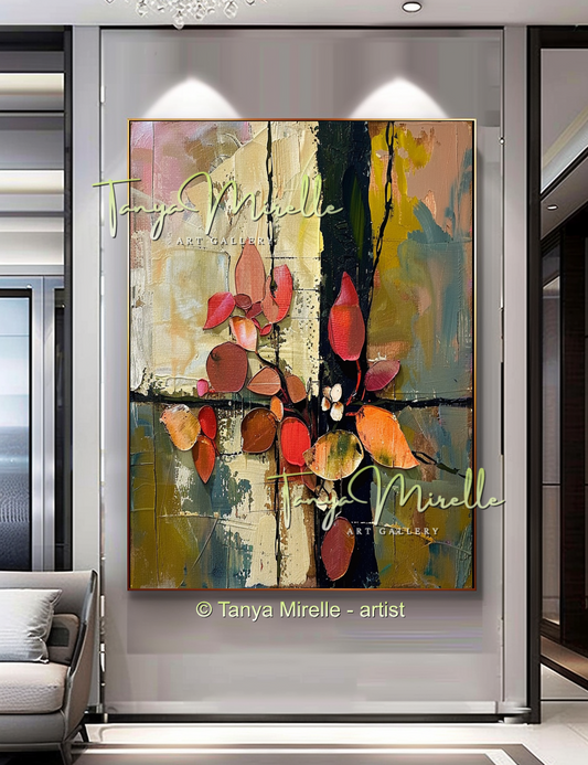 Textured Flower Oil Painting, Modern Floral Wall Art#246
