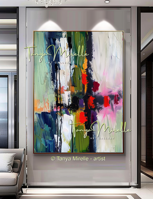 Luxury Abstract Impasto Oil Painting for Living Room Decor #258