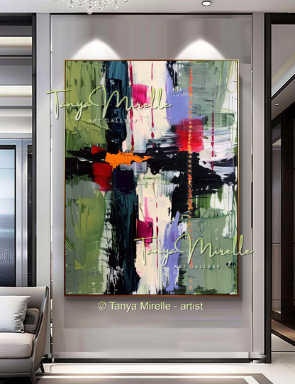 Luxury Abstract Impasto Oil Painting for Living Room Decor #258