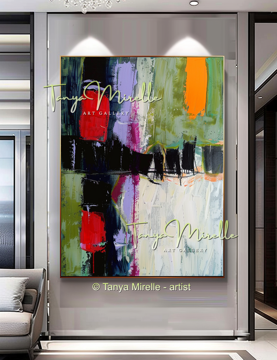 Luxury Abstract Impasto Oil Painting for Living Room Decor #258