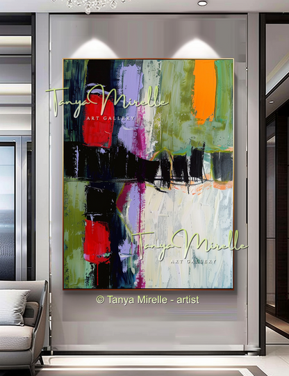 Luxury Abstract Impasto Oil Painting for Living Room Decor #258