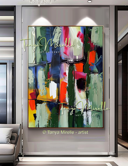 Luxury Abstract Impasto Oil Painting for Living Room Decor #258