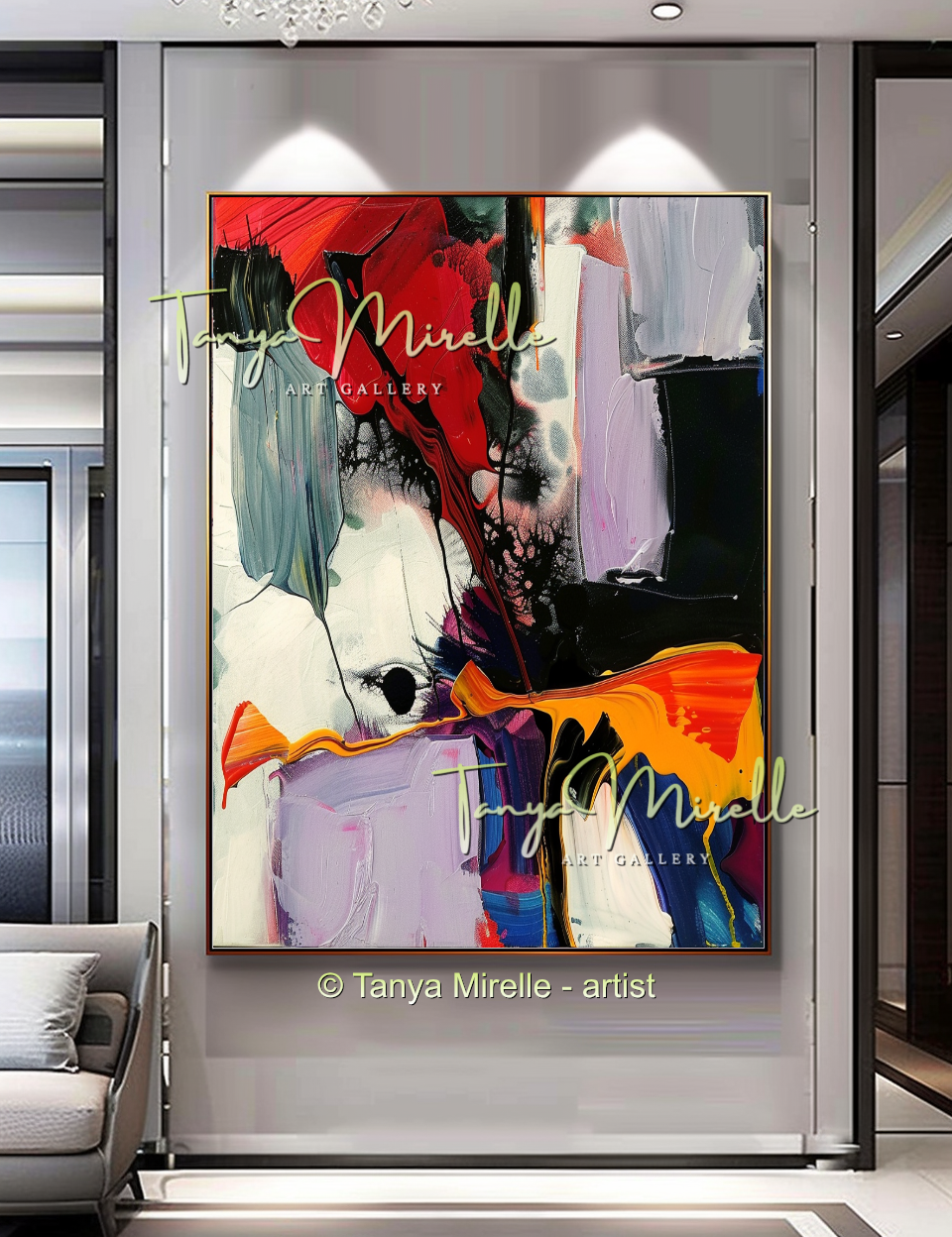 Red Modern Abstract Impasto Painting, Textured Home Decor #261