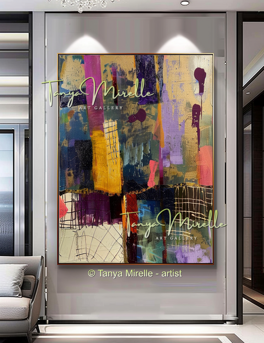 Urban Grid,Textured Abstract Color Fields, Bold Home Decor #264