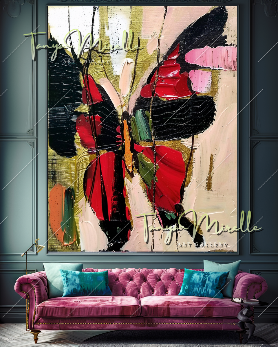 Vivid Abstract Butterfly Oil Painting on Canvas #351