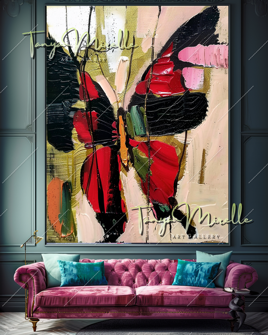 Vivid Abstract Butterfly Oil Painting on Canvas #351
